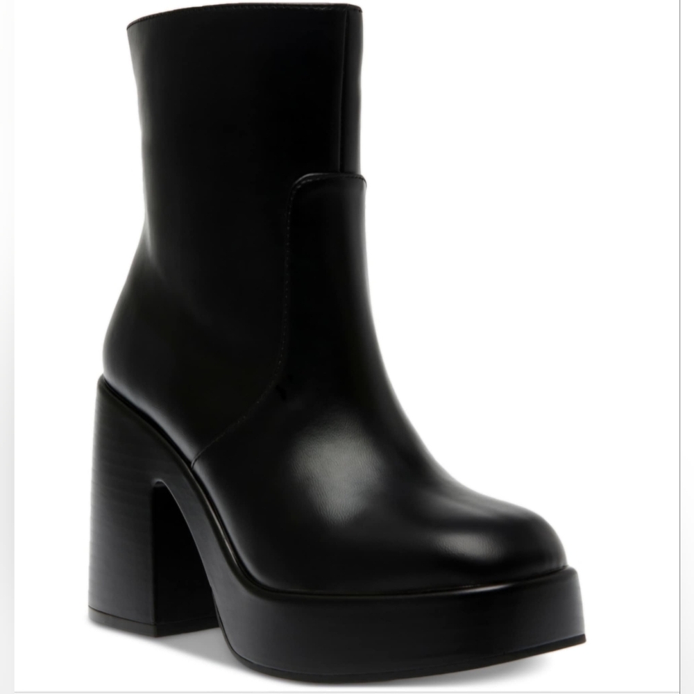 Wild Pair Stellaa Platform Booties, Created for Macy's - Black Smooth